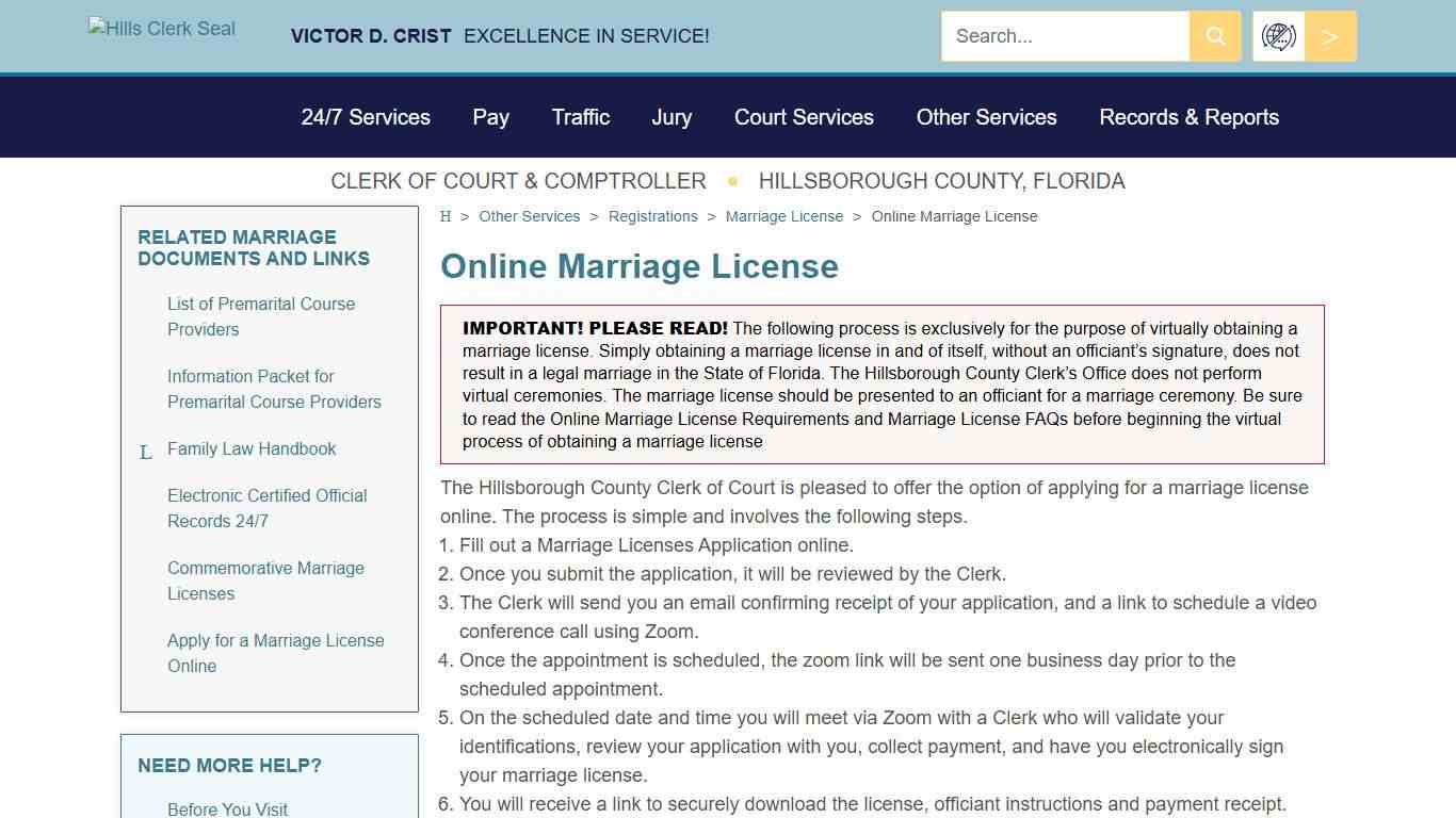 Online Marriage License - Hillsclerk
