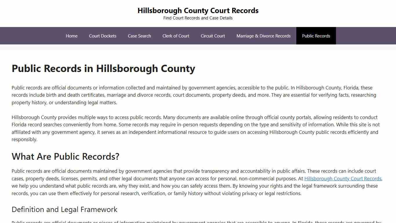 Public Records in Hillsborough County - Hillsborough County Court Records